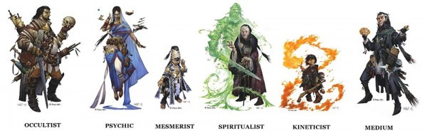 The Icons for the six classes in the Occult Adventures.