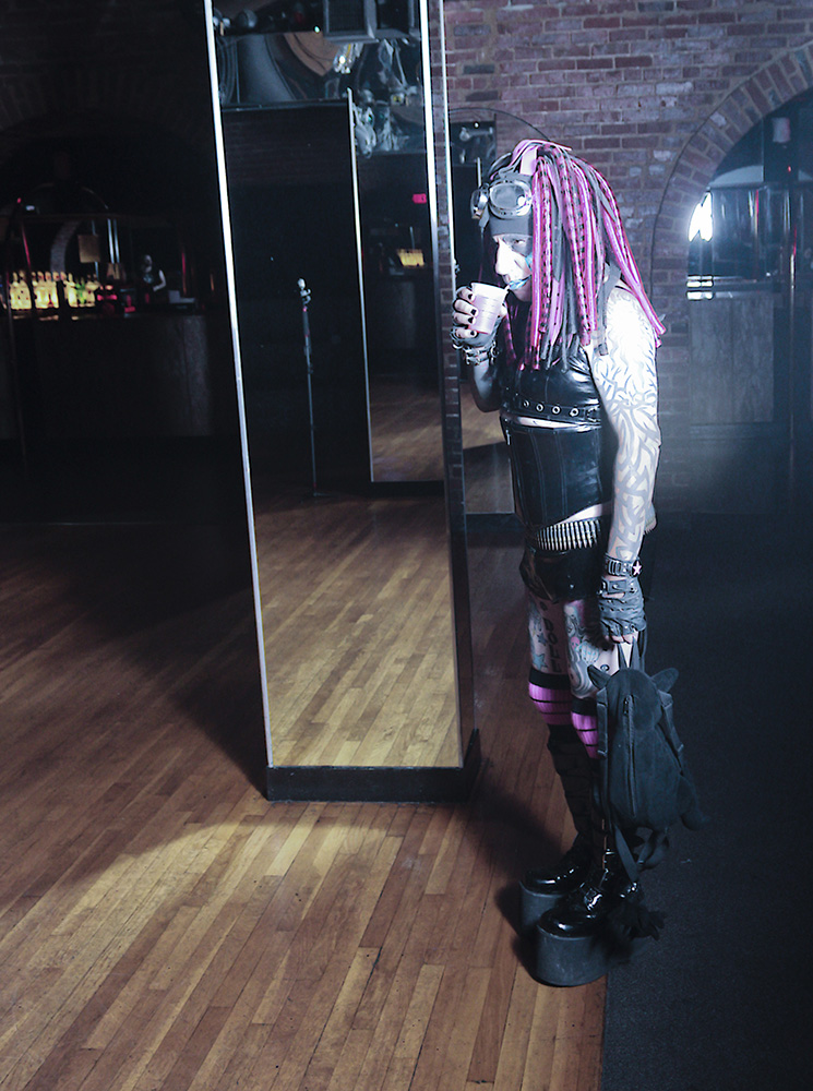 Rocky Doll showing how easy it is to walk into another world of mirrors at The Bar Complex.